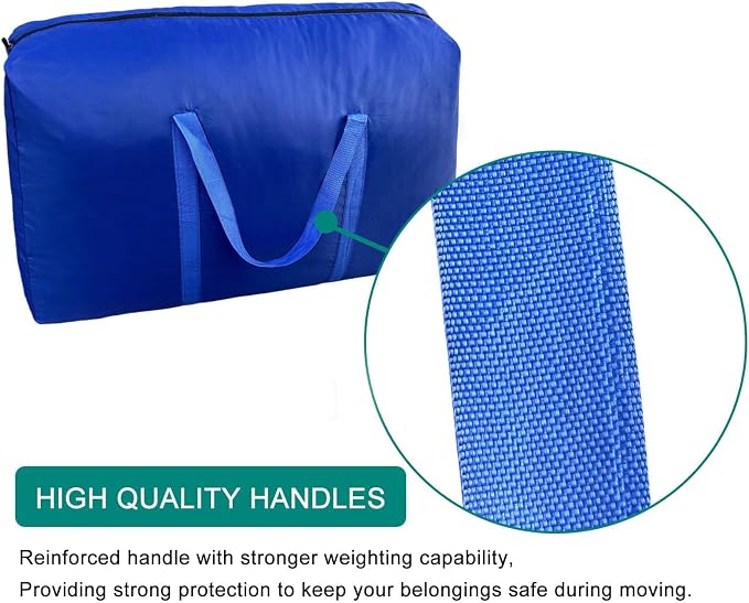 100L Extra Large Storage Bags, Big Moving Bags with Strong Zippers & Carrying Handles, Packing Bags for Moving, Storage, Travel and Camping, Storage Totes For Space Saving (Blue, 4 Pack) - Image 3
