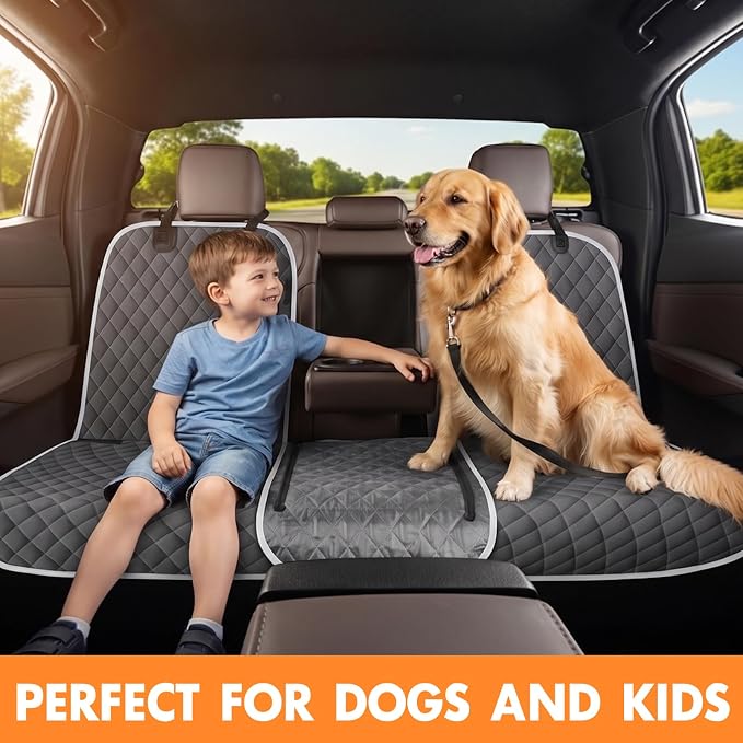 Dog Car Seat Cover for Back Seat, Fits Cars/SUVs/Trucks, M-Charcoal Grey - Image 8