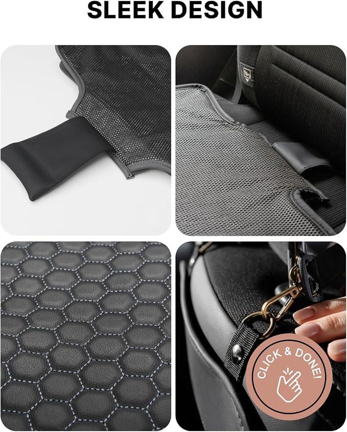 Set Seat Back Organizer & Car Seat Protector Hexy Waterproof & Non-Slip Protector for Child Car Cushion for Leather and Fabric Seats (Black Set 1) - Image 6