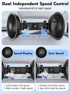 Car Fans for Backseat, 3600mAh Battery & USB Car Seat Fan with LED Display | 5V/2A,3 Speeds,360°Rotation, Dual Head Rechargeable Carseat Fan for Kids Baby Rear Facing Cooling Fan for Vehicle RV - Image 5