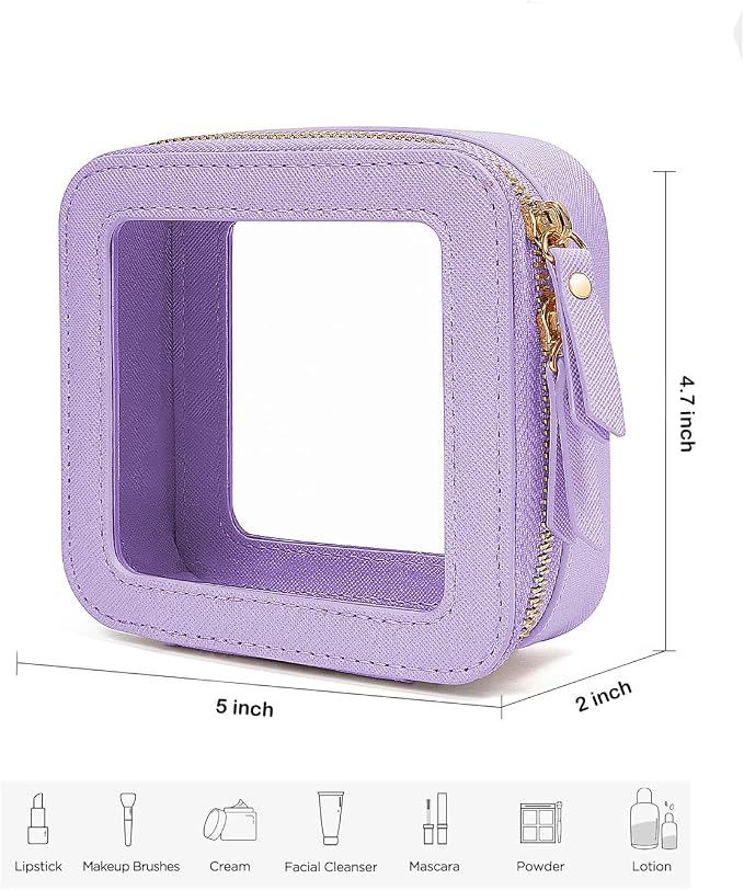 Travel Clear Makeup Bag Set, TSA Approved Cosmetic Bag Case with Zipper Portable Makeup Pouch Toiletry Bag Traveling Cosmetic Organizer Storage Bag Car Organizer Car Essentials - Image 4