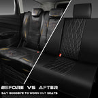CAR PASS Luxury Faux Leather Rear Bench Car Seat Covers, Waterproof Anti Slip Back Seat Covers, Deluxe Automotive Backseat Cover Universal Fit for Most Cars Sedan SUV Pickup Truck (All Black) - Image 6