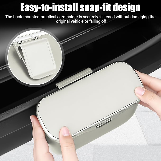 UYYE Car Trash Can, Car Garbage Bin with Lid & Handle - Leak-Proof Mini Trash Can for Car, Truck, SUV - Essential Car Accessories for Organization (White) - Image 3