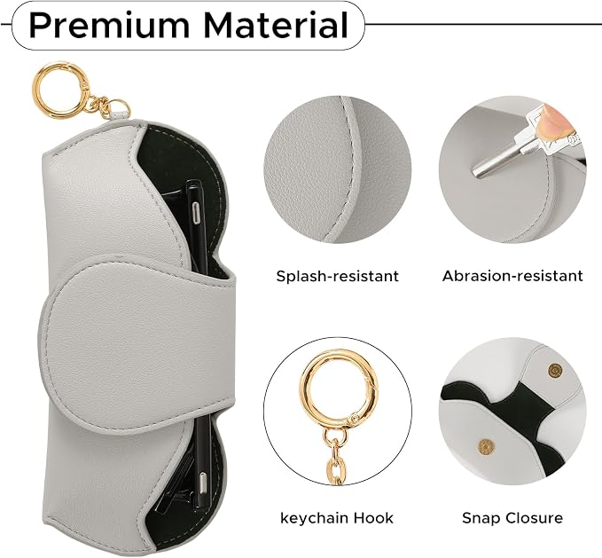 KINIVA Sunglasses Holder for Car Visor with Hanging Hook Portable Leather Glasses Storage Bag with Detachable Clips - Image 4