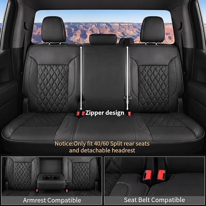 Custom Seat Covers for Silverado, Waterproof Nappa Leather Full Set Seatcovers for Chevy Silverado/GMC Sierra 2007-2013 & 2019-2026 1500, 2020-2026 2500HD 3500HD Crew/Double/Extended Cab - Image 4