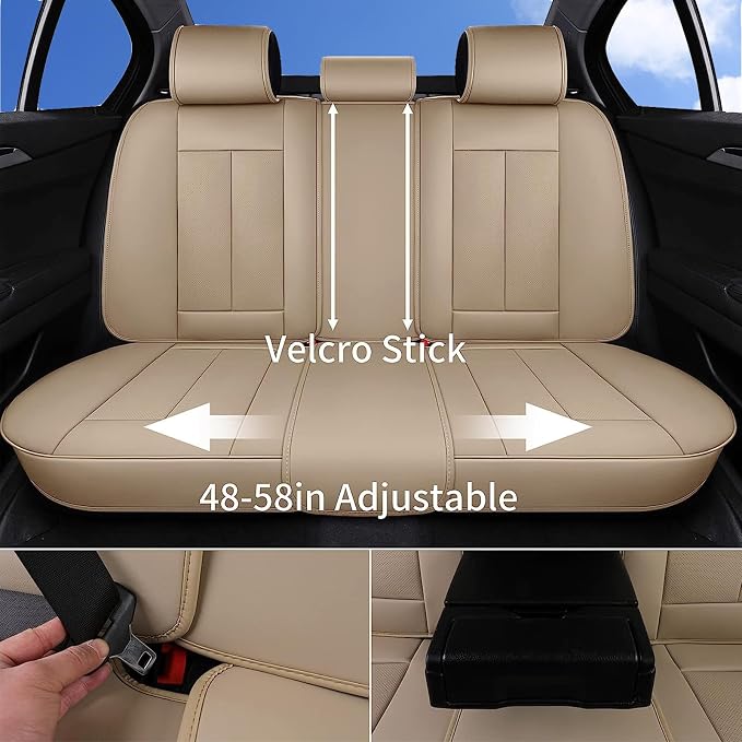 Coverado Car Seat Covers, Seat Covers for Cars, Waterproof Leather Auto Seat Protectors, Leather Car Seat Cushion, Car Interiors Accessories Universal Fit for Most Cars - Image 2