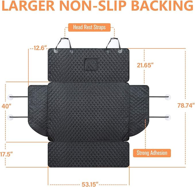 PETICON Dog Car Seat Cover and Cargo Liner, Nonslip Durable Pet Back Seat Bench Cover and Waterproof Pet Cargo Cover for Cars, Trucks, SUVs, Jeep, Bundle - Image 2