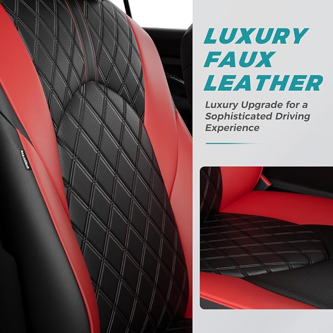 Custom Seat Covers for Toyota Grand Highlander 2024-2026 7 Seats | black red, faux leather, 2nd row captain chairs, waterproof, breathable, airbag compatible, stain resistant - Image 2