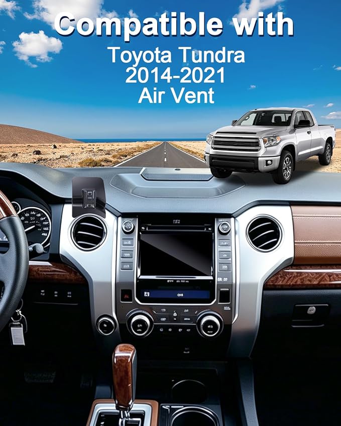PZK Car Phone Mount for Toyota Tundra 2014-2021 Accessories Custom Air Vent | Auto Lock Car Phone Holder for Tundra Hands Free 360° Rotation One Button Release Fixed Clip Phone Cradles for All phone - Image 2