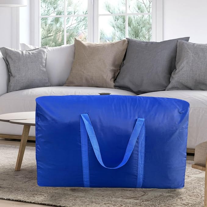 100L Extra Large Storage Bags, Big Moving Bags with Strong Zippers & Carrying Handles, Packing Bags for Moving, Storage, Travel and Camping, Storage Totes For Space Saving (Blue, 4 Pack) - Image 6