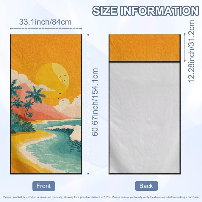 Horeset Coconut Tree Beach Towel Car Seat Cover Sweat Proof Automotive Seat Protector Universal Fit for Car Seat, Yoga, Travel, Multi-Use for SUV Truck Sedan - Image 2