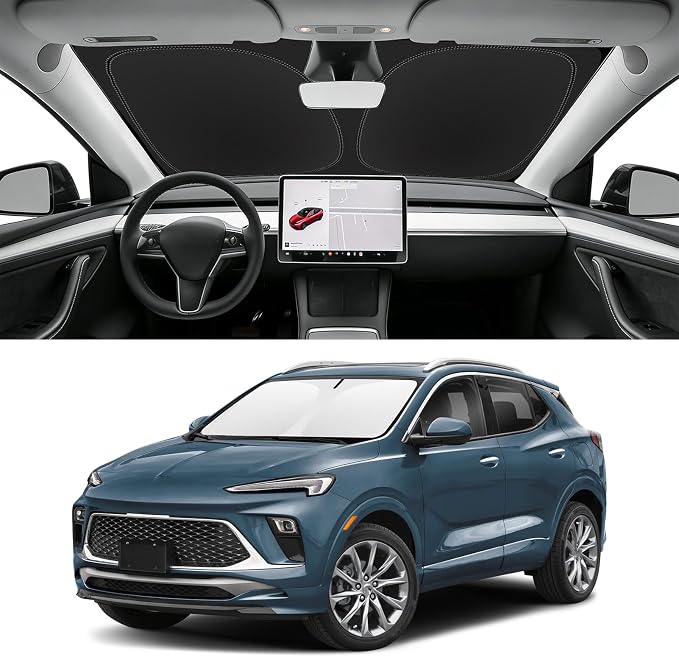 Custom Fit Windshield Sun Shade for Buick Encore GX 2020-2026 | Blocks UV Rays and Sun Heat, Helps Reduce Interior Temperature, Protects Dashboard from Fading, Folds Easily for Storage by SLOGENTO