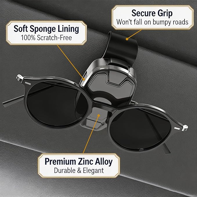 Dsycar 2 Pack Car Sunglasses Holder, Metal Car Visor Sunglasses Clip | Gunmetal Gray One-Handed-Operation Easy Access Storage for Driving,Car Sun Visor Sunglasses Clip Anti-Scratch - Image 5