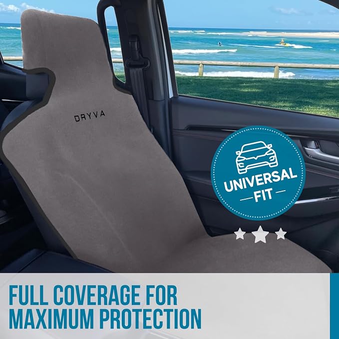DryvaSeat - Premium Microfiber Towel Car Seat Cover - Waterproof & Sweatproof - Universal Fit, Machine Washable, Non-Slip - Seat Protector for Car, Truck, SUV, Van (Gray, 2 Pack) - Image 2