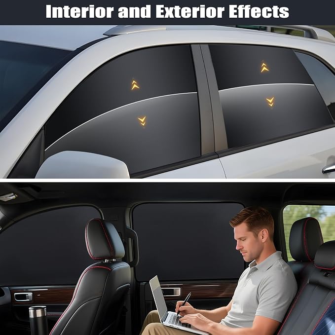 ZATOOTO Magnetic Side Window Sun Shade 4 Pack, Privacy & Insulation | 100% Blackout & UV Protection, Heat Insulation, Universal Size, For Baby Camping, Road trips, Napping or Rest - Image 4