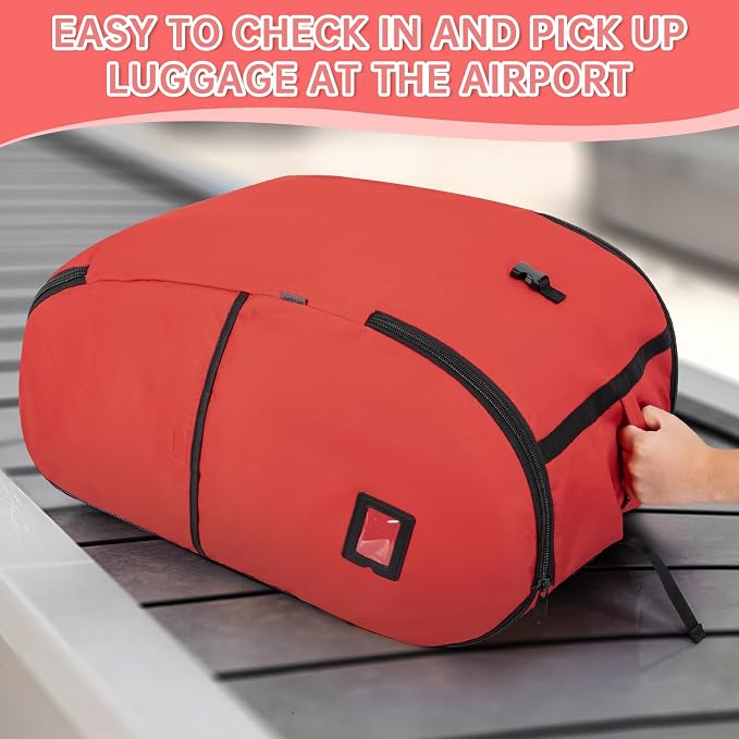 Padded Car Seat Travel Bag Compatible with Doona Car Seat Stroller | Car Seat Travel Bag with Lockable Zipper, Foldable Gate Check Bag for Airplane, Travel for Baby Essentials(Cherry Red) - Image 7