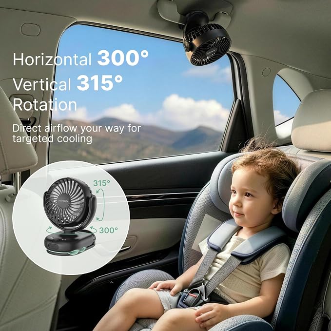 Momcozy Portable Stroller Fan with Clip, 4-Speed Mini Cooling Fan, 0.26 Lb | Ultra-Light Rechargeable Design, Gaps ≤ 4.5 mm, Rotating Handheld Cooling for Carriers, Backpacks and Tables - Image 4