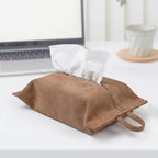 kakaforsa Cloth Tissue Cover, Suede Fabric, Toilet Paper Holder, Hang Paper Towel Holder for Car Home Office Desk Travel, Cotton Face Tissues Holder, Mocha Brown - Image 2