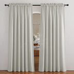 RYB HOME Linen Wonven Curtains Light Filtering Privacy UV Protection Window Blinds & Shades Draperies for Basement, Farmhouse, Villa, Boys Girls Bedroom, W 70 x L 95 inch, Grey, 2 Panels Set by RYBHOME