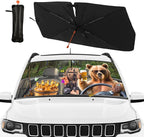 Bear Camping Car Windshield Sun Shade Umbrella Bendable Handle Foldable Funny Sunshade for Car Windshield Block UV Rays Keep Vehicle Cool for Most Sedans SUV Trucks Cars 57"x30" - Image 2