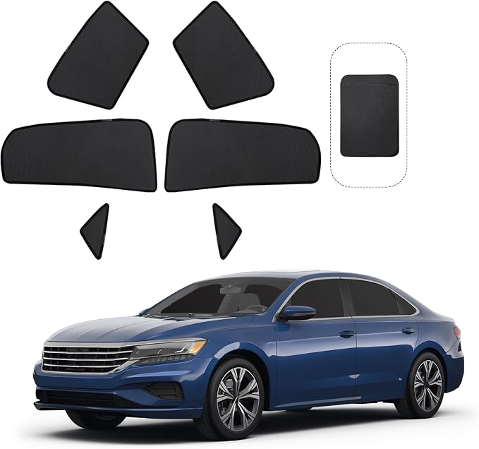 Front Side Half Window Shade Foldable Custom Fit for Volkswagen VW Passat 2019-2024 Car Window Shades for Side Window Sun Shade UV Protection Heat Insulation for Camping Sleeping 6PCS by FannycCargoCover