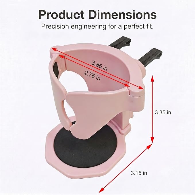 Car Cup Holder, Stable Cup Holder Expander for Car Air Vents, Car Ashtray Holder, Suitable for Sedans SUVs Trucks with Horizontal Blade Vents (Pink) - Image 2