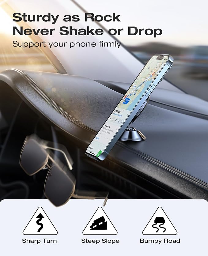 VICSEED Ultra Mini for MagSafe Car Mount Magnetic Phone Holder for Dash | All Metal, High & Low Temp Resistance, Strong Magnets, 360° Rotation Adjustable, for iPhone 17 Pro Max 16 15 14 13, Dashboard - Image 5