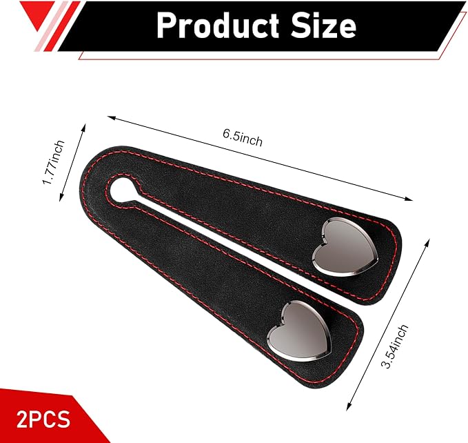 2 PCS Car Seat Headrest Hooks, Cute Heart Shape Purse Hook, Suede Seat Back Storage Hanger, Multifunctiona Car Accessories for Women (Black) - Image 2