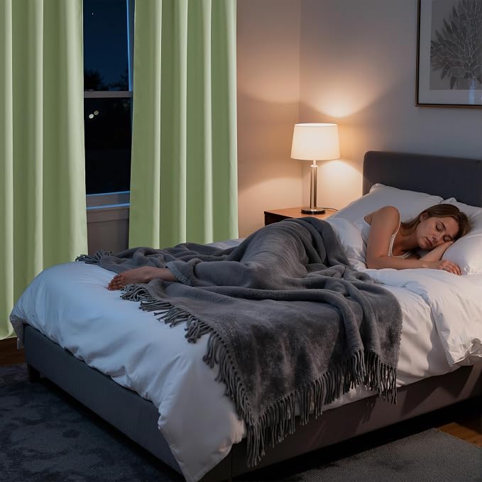 RYB HOME Bedroom Blackout Curtains 80 inches Long, 100% Blackout | Thermal Insulated, Noise Reducing, Curtains for Living Room Nursury, For Sleep, W42 x L80, Biscotti Beige - Image 5