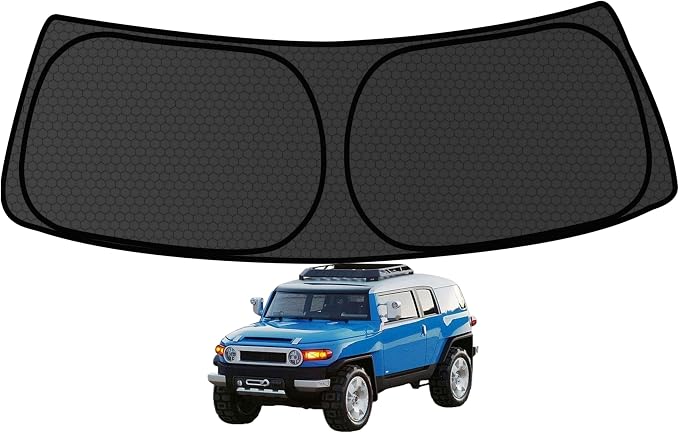 FJ Windshield Sun Shade for Toyota FJ 2007-2014 Blocks UV Rays Accessories,1:1 Custom Foldable Wear-Resistant Front Window Sunshade Visor,Keeps Your Car Cooler by Achaltiza