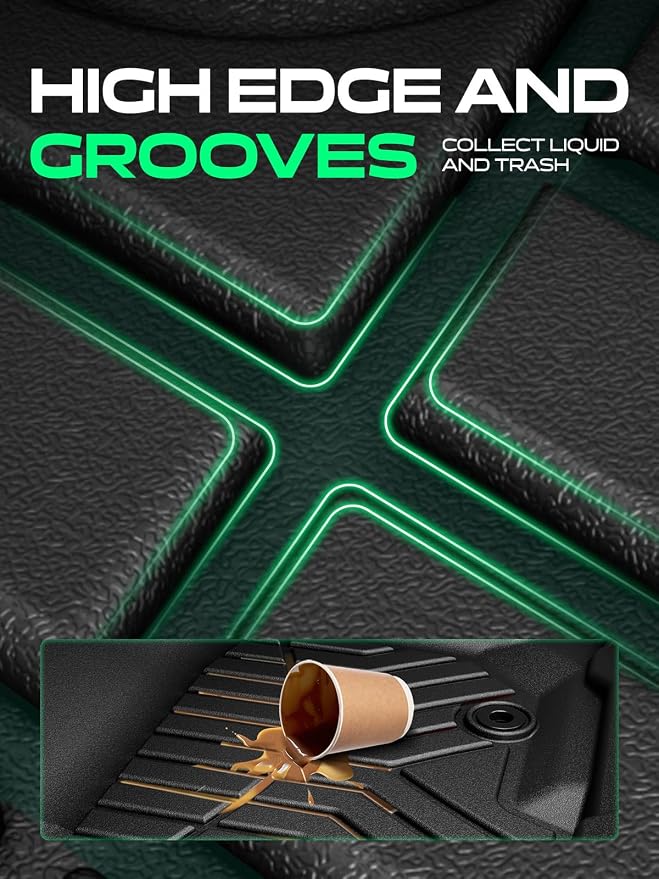 YHTAUTO Automotive Floor Mats for Honda CR-V 2012-2016 | for Carpet Flooring Only | TPE All Weather Car Mats, Anti-Slip & Custom Fit Floor Liners | Front & 2nd Row, Black, Set of 3 - Image 5
