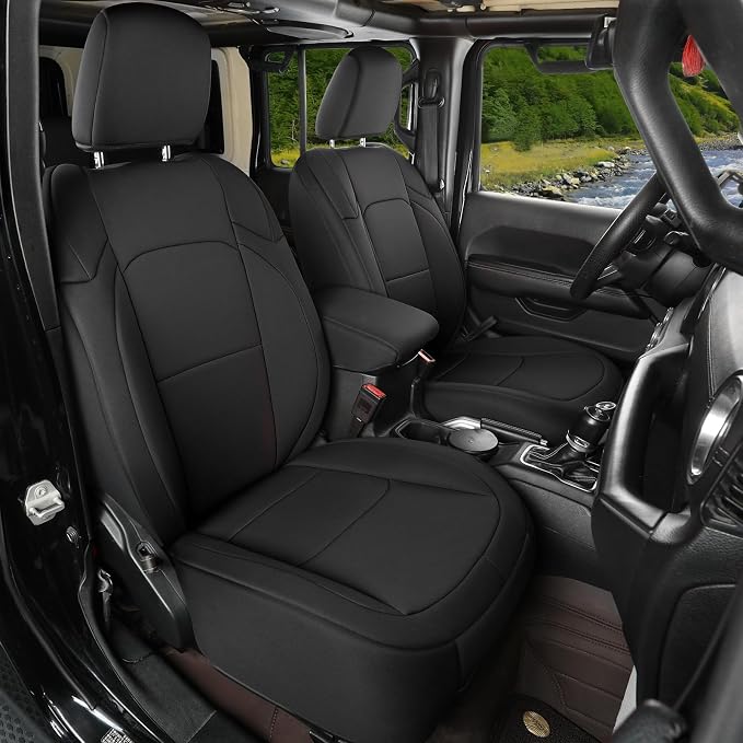 GIANT PANDA Neoprene Seat Covers for Jeep Wrangler JL 4-Door (2018-2026), Neoprene Waterproof Seat Covers W Armrest Cover, Foam Padded for Full Set (Black) - Image 7