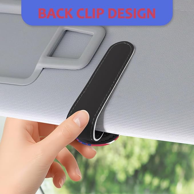 2 Pack Sunglass Holder for Car Visor, National Flag Magnetic Leather Car Sun Visor Clip for for Different Size Eyeglasses, Car Visor Accessories Gadgets (National Flag-Color) - Image 4
