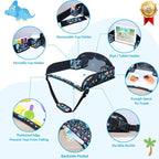 Kids Travel Tray for Carseat, Carseat Tray Dinosaur & Mermaid 2PCS | With 16.7" x 13.4" Smooth Dry Erase Board, Cup holders, Ddjustable Strap & Shoulder Carry Strap - Image 6