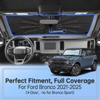 Windshield Sun Shade Umbrella for Ford Bronco(not for Bronco Sport) 21-25 | Foldable Car Sunshade for Bronco(4-Door), 360 Rotation Automotive Interior UV Protection for Outdoor Parking - Image 2