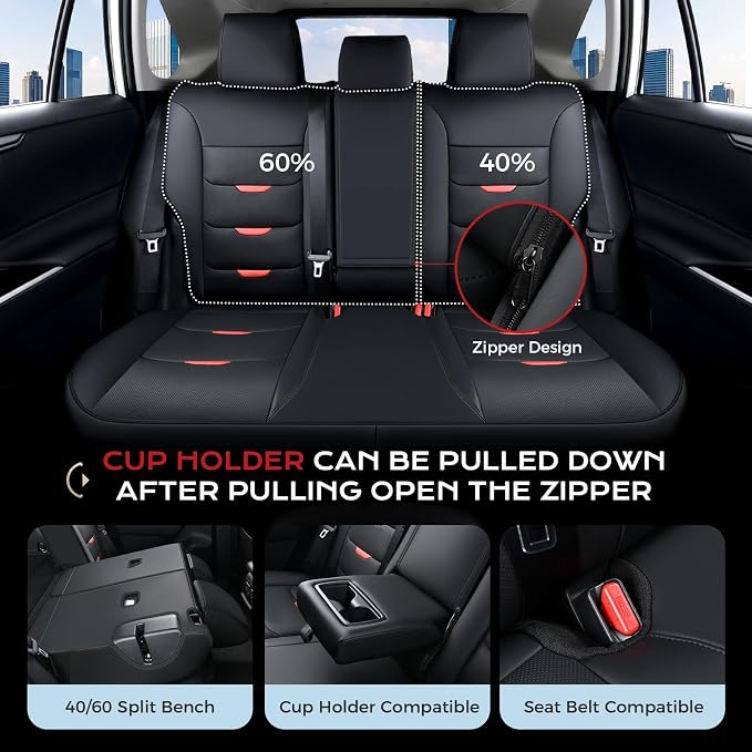Coverado RAV4 Seat Covers Custom Fit for RAV4 2019-2025, Leather, Full Set | Car Seat Covers for Toyota RAV4 2019-2025(Gas) LE,XLE,XLE Premium,Limited, Easy Install & Waterproof & Airbag Compatible - Image 4