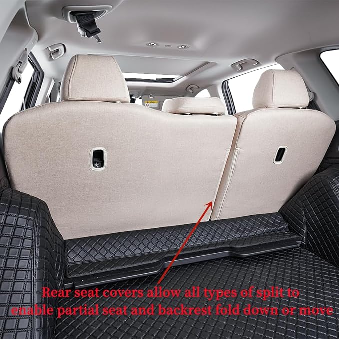Custom Fit Seat Covers for Toyota Tacoma Double Cab/Crew Cab 2016 2017 2018 2019 2020 2021 2022 2023,Full Coverage,UV Resistant Polyester Seat Protector (Full Set,Beige) - Image 4
