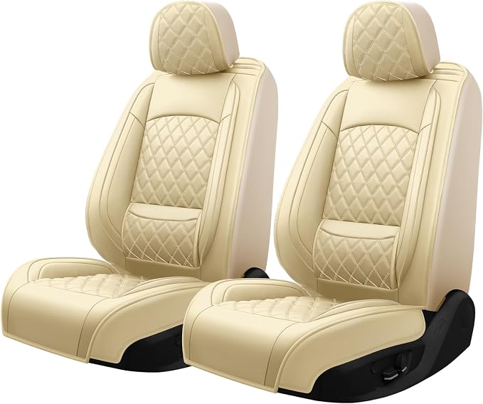 Fit for Venza Seat Covers Compatible with Toyota Venza 2009-2020 - Waterproof Breathable Leather Automotive Seat Cushions Protector,Airbag Compatible,Only 2 Front seat Covers(Beige) - Image 3
