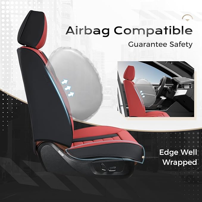 Coverado Car Seat Covers, Front Covers for Cars, Car Seat Cover Front Seats, Automotive Seat Cover, Waterproof, Leather Car Seat Cushion, Universal Interior Covers Seat Protectors for Most Cars - Image 3
