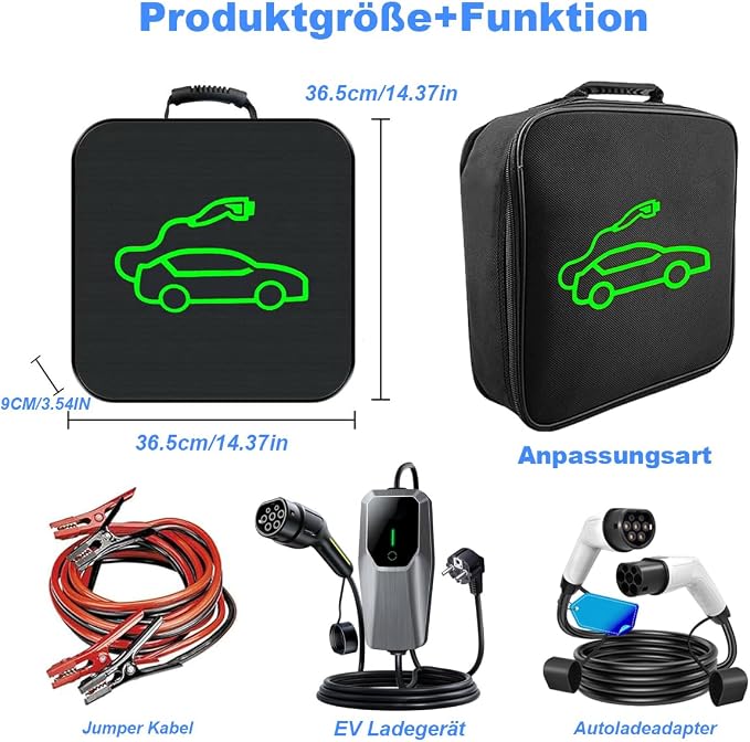 Portable EV Cable Bag for Charging Cable & Car Accessories, Organiser Bag Made of 1680D Nylon, Storage for Type 2/Type 1 Cable, Robust & Ideal for Car Boot or Garage - Image 2
