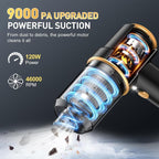 Handheld Car Vacuum Cleaner, 9000PA Hand Held Vacuum Cleaner & Air Duster | 120W High Power Portable Cordless, Rechargeable, Multi-Nozzles & LED Light, For Home, Car, Office - Image 2