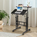 SIDUCAL Mobile Standing Desk, Portable Stand Up, Small Adjustable Converter with Wheels Home Office Workstation, Rolling Desk Laptop Cart for Standing or Sitting, Black - Image 2