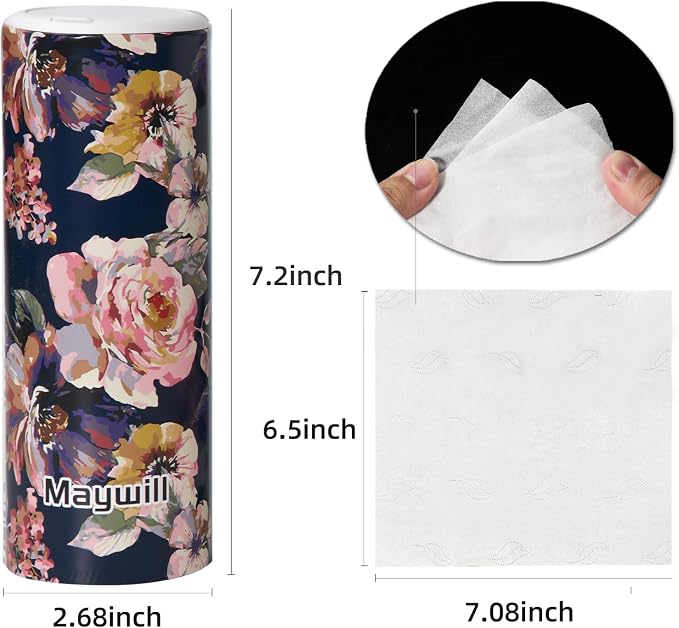 Facial Tissue Cylinder Holder with Cap, Travel Tissue Tubes Box Container, Suitable for Car Cup Holder (4 Pack, 200 Sheets) - Image 4