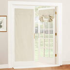 RYB HOME Natural Linen Textured French Door Window Curtains 100% Blackout | Self Adhesive, Thermal Insulated Privacy Energy Saving, Shades for Nursery Office Patio Glass Door, W30 x L69, 1 Panel by RYBHOME