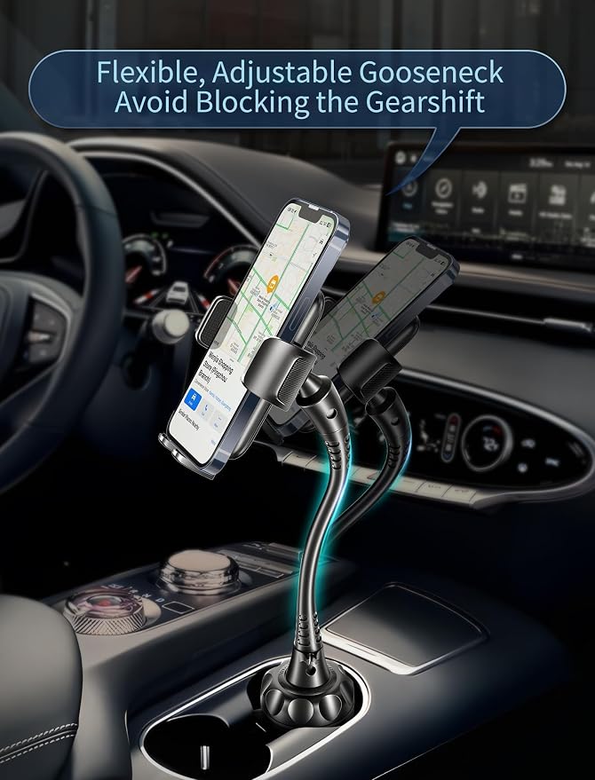 [Upgraded] Cup Holder Phone Holder for Car, Phone Mount Universal Adjustable Gooseneck Cup Holder Cradle Car Mount for Cell Phone iPhone 14,Samsung,LG (Black) | Upgraded Ultra-Sturdy & Non-Shaking, Adjustable Long Gooseneck, Cell Phone Automobile Cradles - Image 2