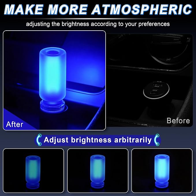 iFunyLED Car Interior USB LED Night Light, Portable Touch dimmable Car Ambient Lighting Kit, Retro Mini Frosted Glass Bottle Lamp Decorations for Vehicle Camping Bedroom Hallway, Pack of 2(Blue) - Image 2