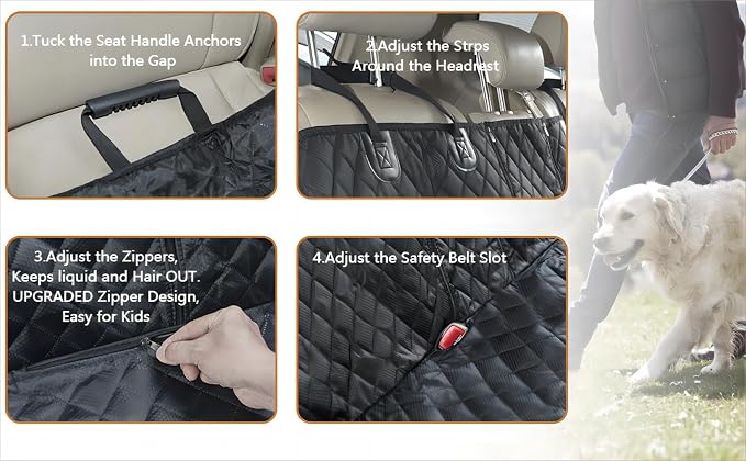 ANOSOSPECIAL Dog Car Seat Cover for Back Seat,Car Seat Protector for Dogs Nonslip Water Proof Universal Fit Dog Car Seat Cover for ISOFIX Truck SUV(Large,Black) - Image 7