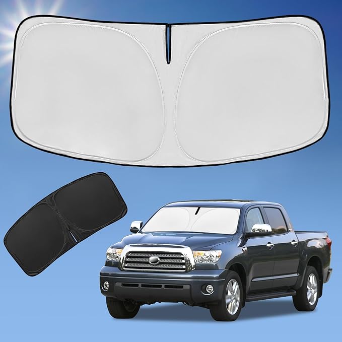 for Toyota Tundra 2007-2021 Sun Shade Windshield Sunshade Cover | 4-Layer Front Window Shade, Custom Fit Tundra Truck 240T Sun Visor Blocks UV Rays by ZOIBVCARSUNSHADE