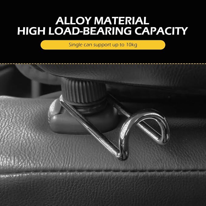 Headrest Hooks for Car, 10KG Ultra High Load Bearing Alloy Concealable Swivel Buckle Design Headrest Pole Hook, Seat Headrest Storage Accessory, SayGoodbye to The Messy Space！ (Black) - Image 5