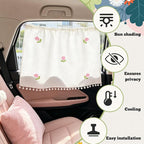 Car Side Window Sun Shade Privacy Curtain for Baby, 25.2"x18.1" Cute Blackout UV Protection Car Window Shades with Suction Cup for Back Seat, Auto Camping Windows Screen Shades (Five Tulips) - Image 5